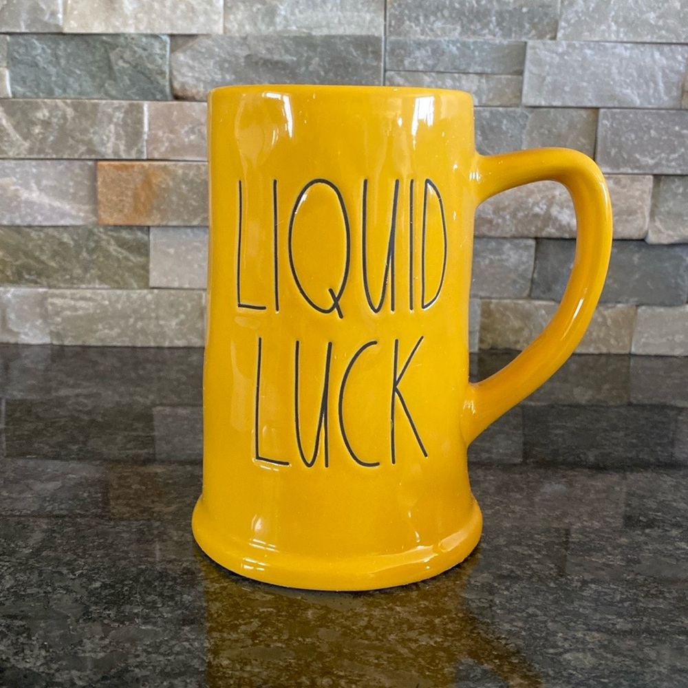 Rae Dunn Yellow Liquid Luck Mug